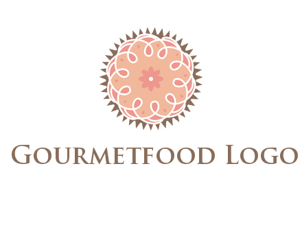 abstract spiral cupcake with flower food logo