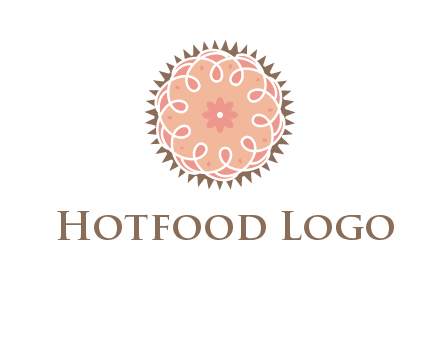 abstract spiral cupcake with flower food logo