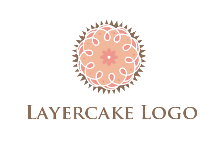 abstract spiral cupcake with flower food logo
