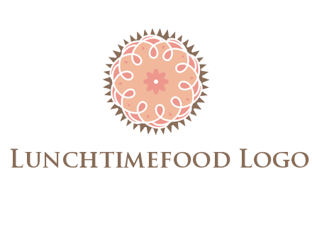 abstract spiral cupcake with flower food logo