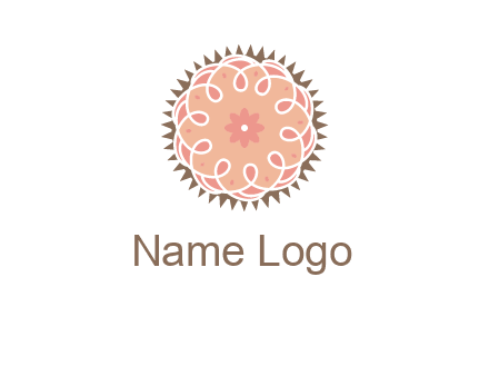abstract spiral cupcake with flower food logo