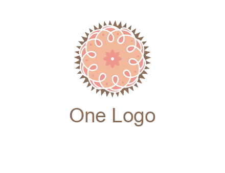 abstract spiral cupcake with flower food logo