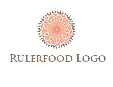 abstract spiral cupcake with flower food logo