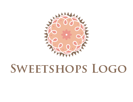 abstract spiral cupcake with flower food logo