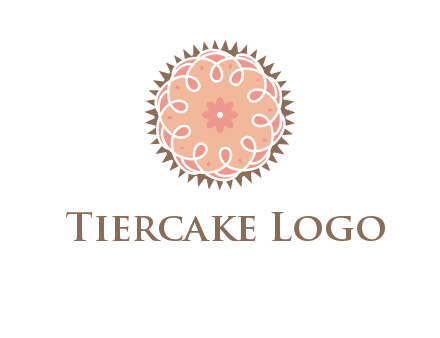 abstract spiral cupcake with flower food logo