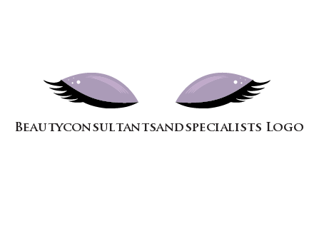closed eyes with makeup and big eyelashes beauty logo