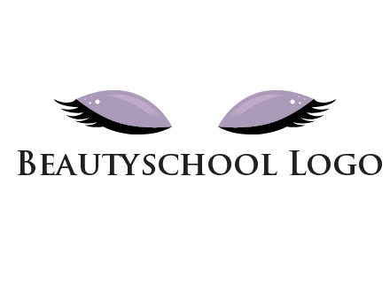 closed eyes with makeup and big eyelashes beauty logo