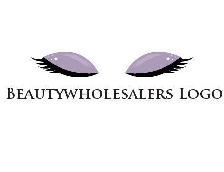 closed eyes with makeup and big eyelashes beauty logo