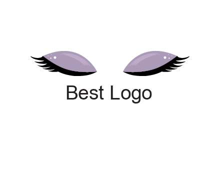 closed eyes with makeup and big eyelashes beauty logo