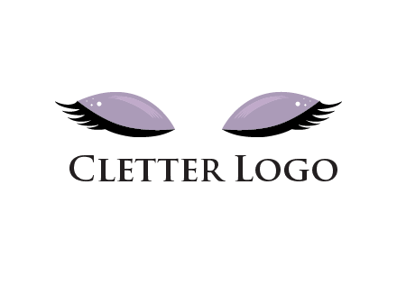closed eyes with makeup and big eyelashes beauty logo