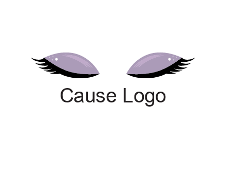 closed eyes with makeup and big eyelashes beauty logo