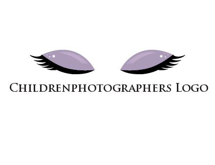 closed eyes with makeup and big eyelashes beauty logo