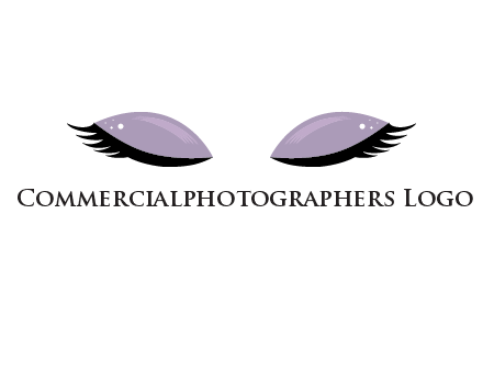 closed eyes with makeup and big eyelashes beauty logo