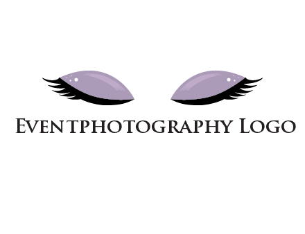 closed eyes with makeup and big eyelashes beauty logo