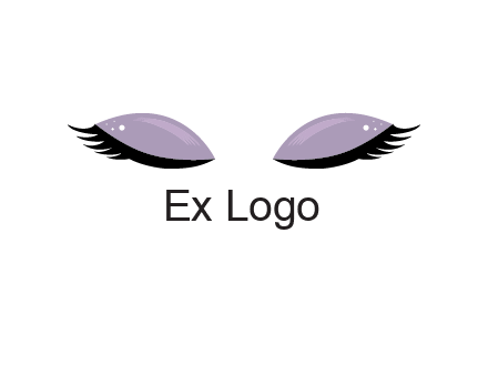 closed eyes with makeup and big eyelashes beauty logo