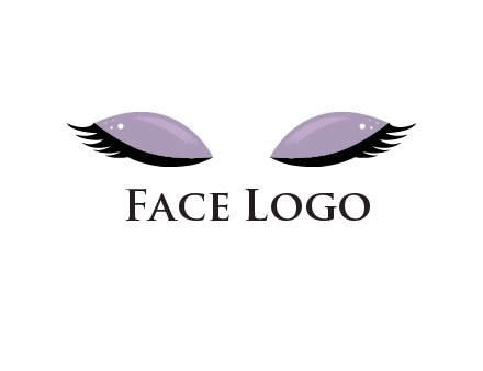 closed eyes with makeup and big eyelashes beauty logo