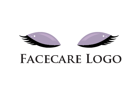 closed eyes with makeup and big eyelashes beauty logo