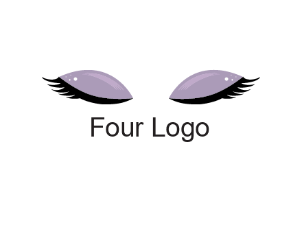 closed eyes with makeup and big eyelashes beauty logo