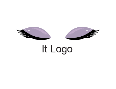 closed eyes with makeup and big eyelashes beauty logo