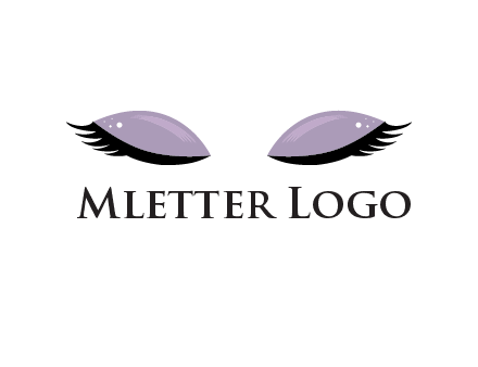 closed eyes with makeup and big eyelashes beauty logo