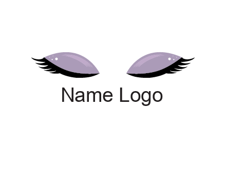 closed eyes with makeup and big eyelashes beauty logo