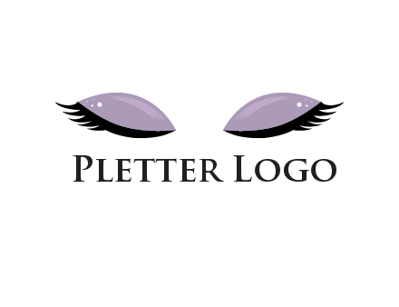 closed eyes with makeup and big eyelashes beauty logo