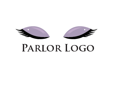closed eyes with makeup and big eyelashes beauty logo