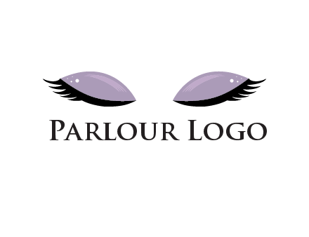 closed eyes with makeup and big eyelashes beauty logo