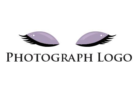closed eyes with makeup and big eyelashes beauty logo
