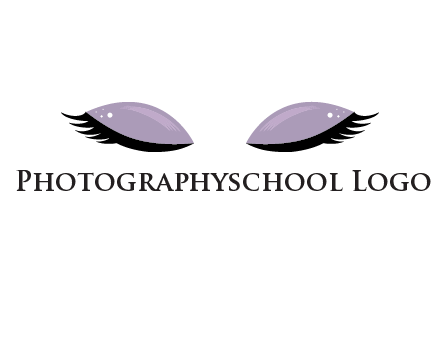 closed eyes with makeup and big eyelashes beauty logo