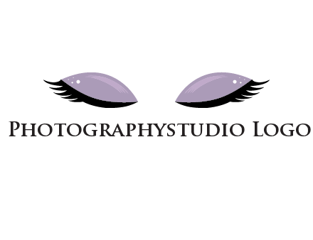 closed eyes with makeup and big eyelashes beauty logo