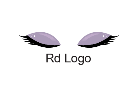 closed eyes with makeup and big eyelashes beauty logo
