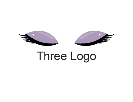closed eyes with makeup and big eyelashes beauty logo