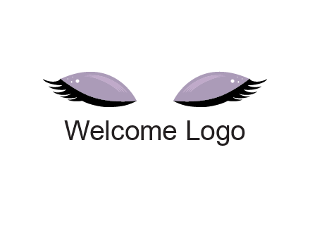 closed eyes with makeup and big eyelashes beauty logo