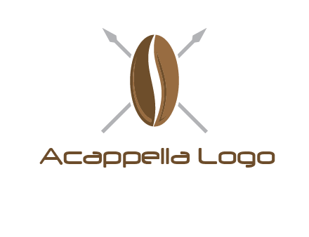 spears behind coffee bean as shield food logo