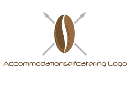 spears behind coffee bean as shield food logo