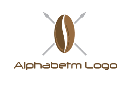 spears behind coffee bean as shield food logo