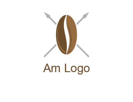 spears behind coffee bean as shield food logo
