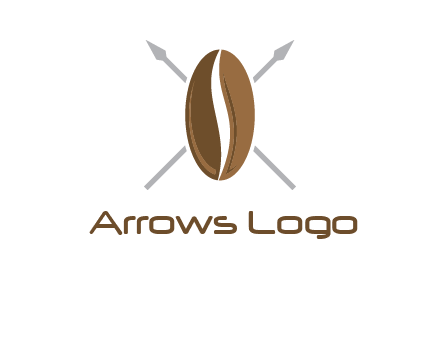 spears behind coffee bean as shield food logo