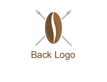 spears behind coffee bean as shield food logo