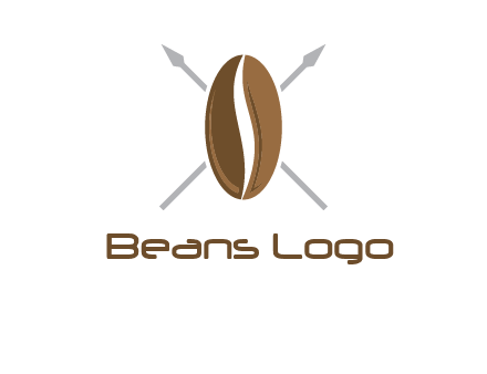 spears behind coffee bean as shield food logo