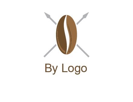 spears behind coffee bean as shield food logo