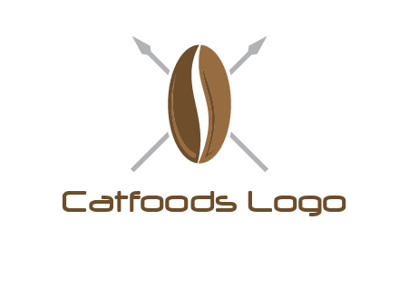 spears behind coffee bean as shield food logo