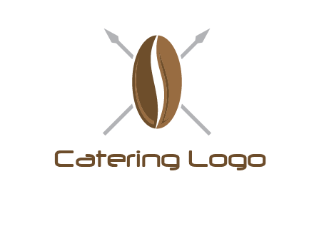 spears behind coffee bean as shield food logo