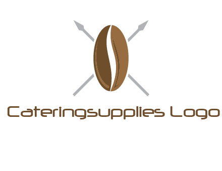 spears behind coffee bean as shield food logo