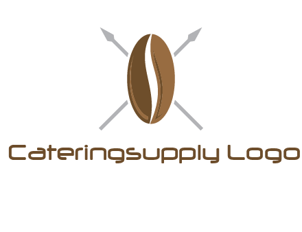 spears behind coffee bean as shield food logo