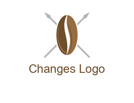 spears behind coffee bean as shield food logo