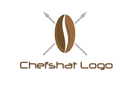 spears behind coffee bean as shield food logo