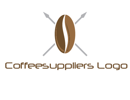 spears behind coffee bean as shield food logo