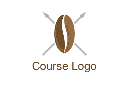 spears behind coffee bean as shield food logo